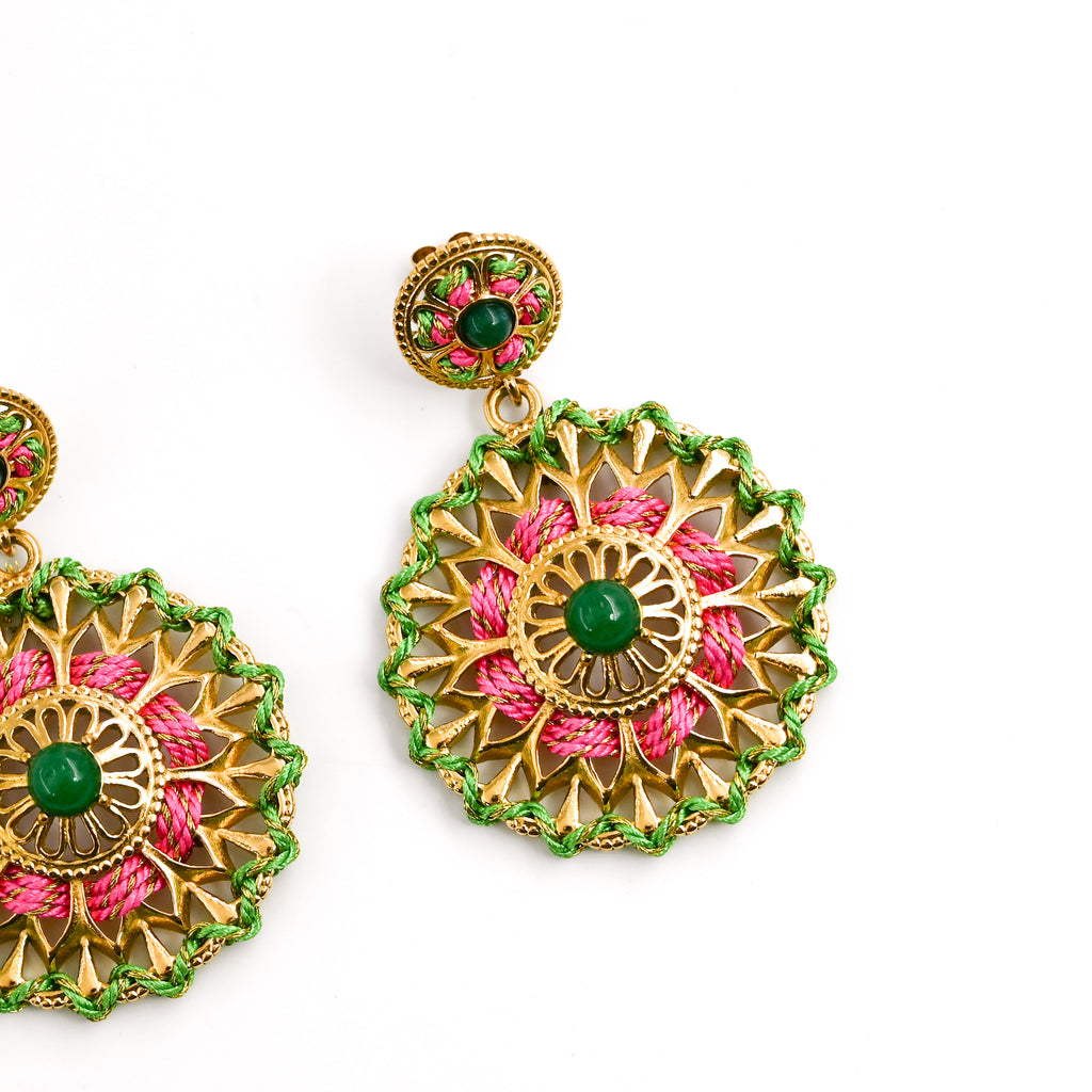 Boucles d'oreilles PIERA VERT/ROSE