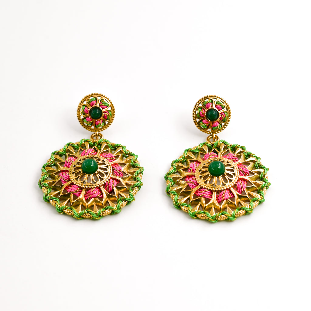 Boucles d'oreilles PIERA VERT/ROSE