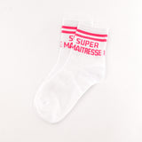 Chaussettes message "SUPER MAÎTRESSE"