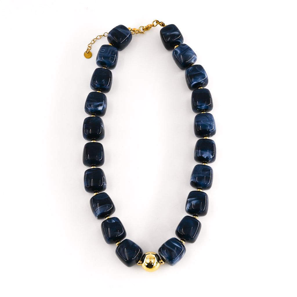 Collier ODON CUBE BLEU MARINE