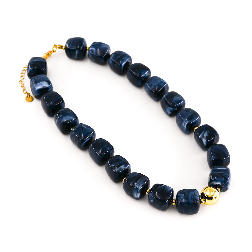 Collier ODON CUBE BLEU MARINE