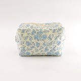 Trousse à maquillage fleurs bleu