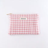 Pochette Vichy "AMOUR" Rose